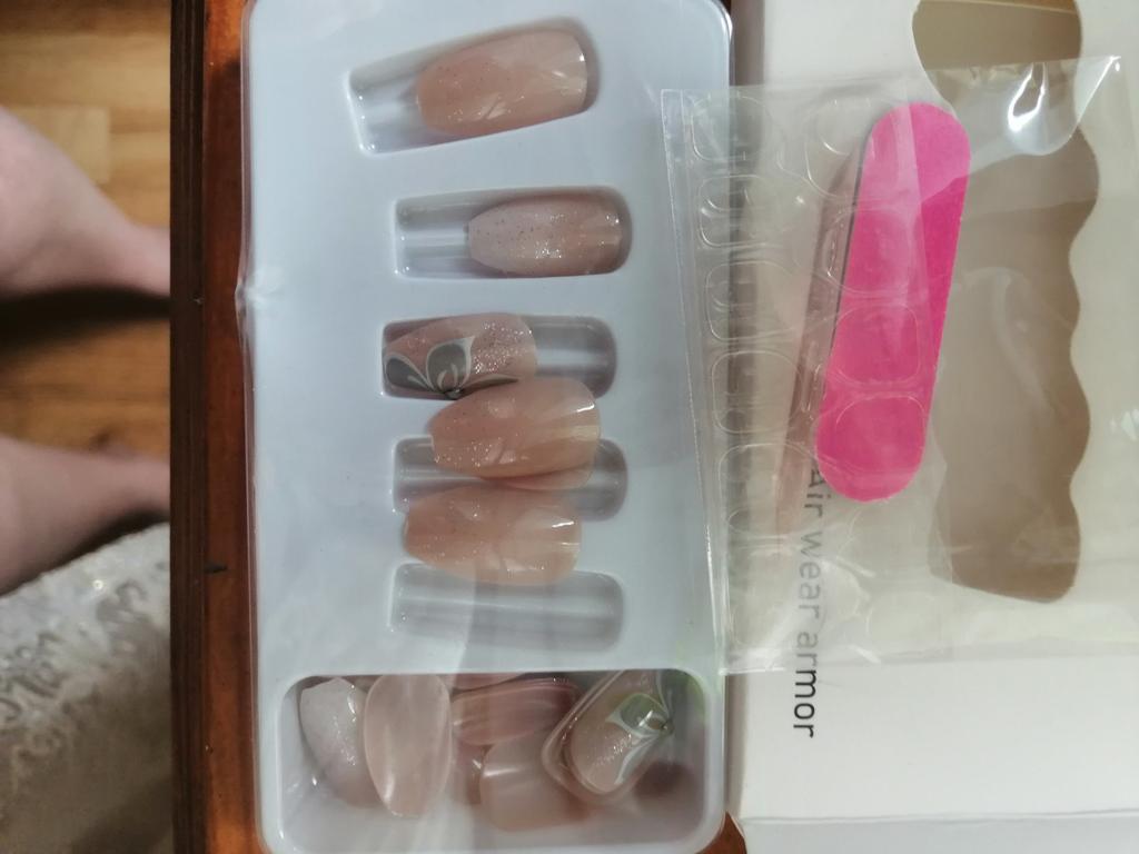 Unicra Künstliche Nägel – Sargform, Nude & Rosa, Mittlere Länge, 24 Stück, Mit Klebestreifen
