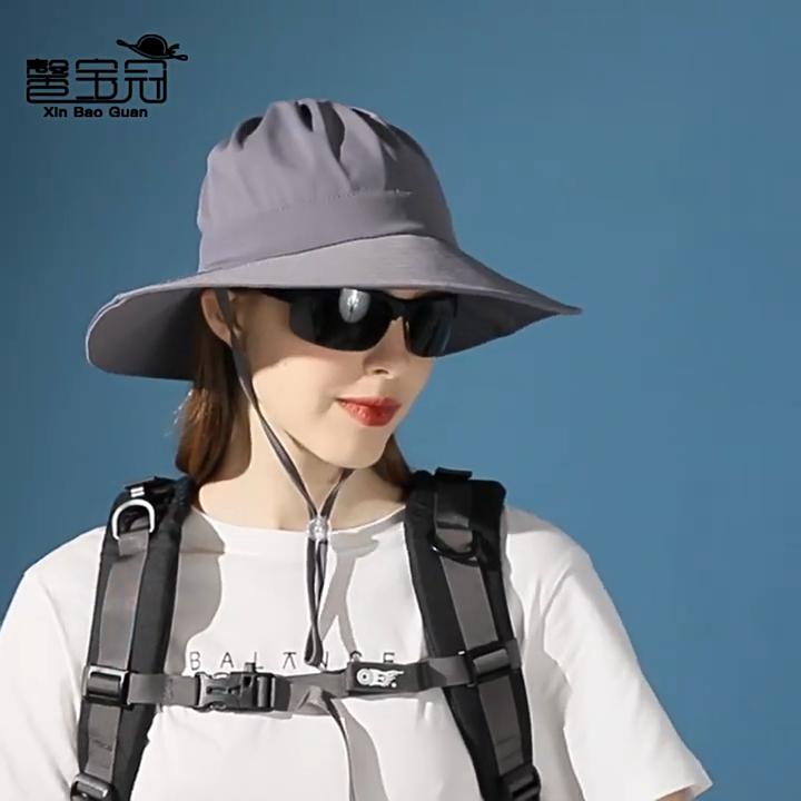 Outdoor Sunshade Hat Spring Summer Mountaineering Breathable Hat Women's Big Brim Ponytail Panama Cap Fisherman Hat