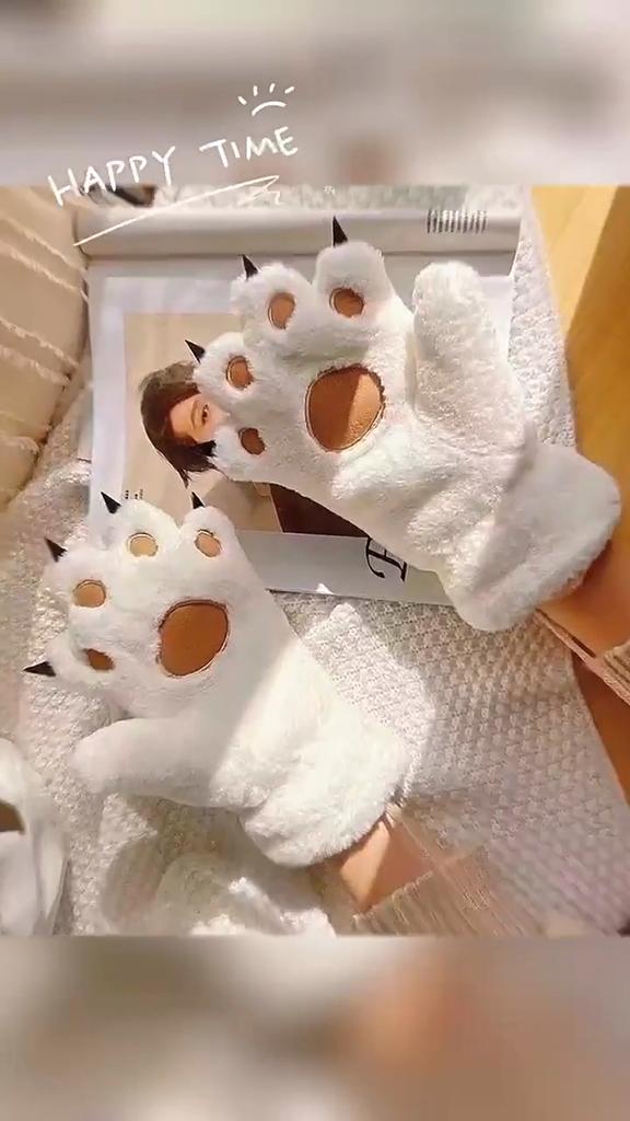 Cute Cat Paw Gloves Winter Student Padded Thickened Gloves Animal Paw Warm Big Bear Paw Gloves Women's Gloves