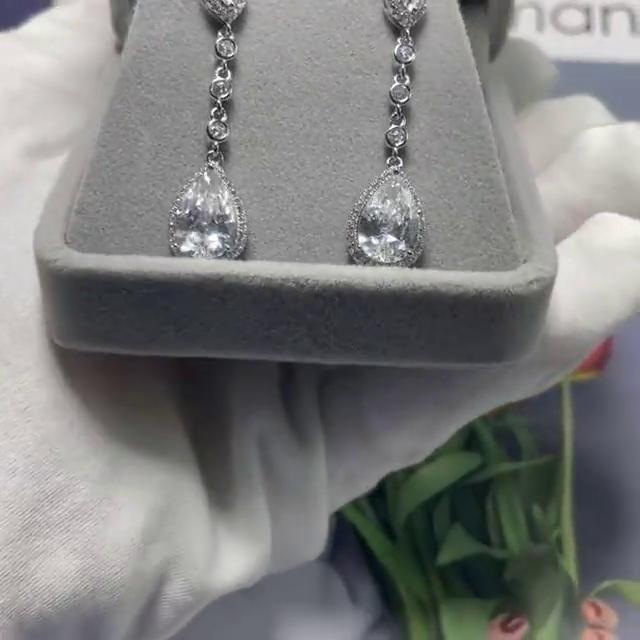 BELLA BOX Heart-shaped Earrings Drop-Shaped 5A Zircon Long Tassel Fashion Earrings Party Accessories
