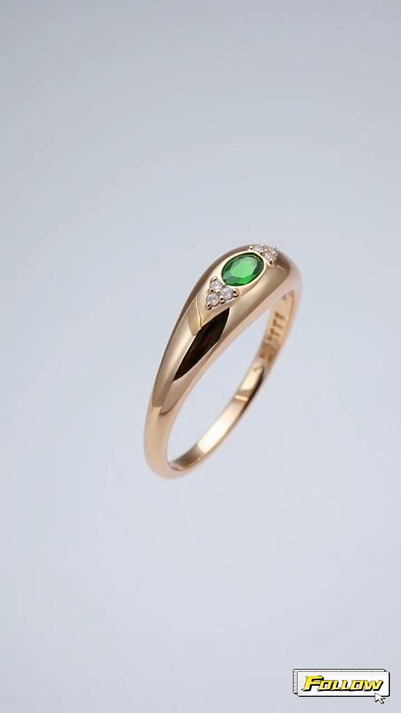 Kinel glänzende grüne Zirkon-Ringe für Frauen, Braut, Hochzeitsschmuck