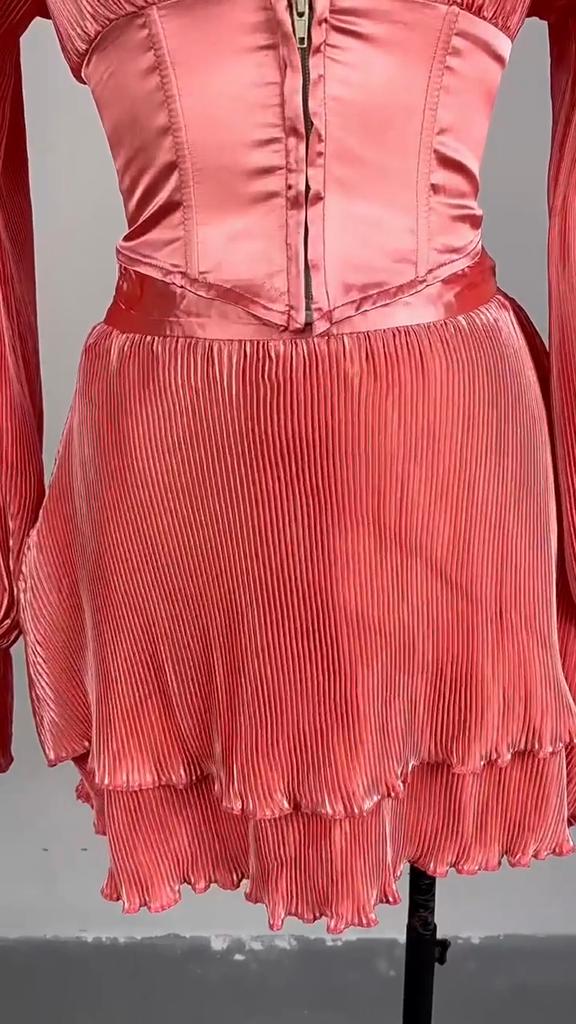 Frühling Herbst Damen Temperament V-Ausschnitt Trompetenärmel Kurzes Oberteil Halbkörperrock Freizeitanzug