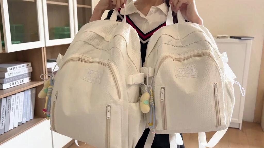 Large Capacity Solid Color Schoolbag Student Backpack High School Student Backpack