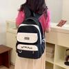 Women's Color Block Backpack Letter Print Student Schoolbag Travel Backpack
