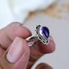 925 Sterling Silver Amethyst Pear Shape Purple Gemstone Ring For Women