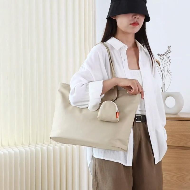 Women's Large Capacity Tote Bag Solid Color Shoulder Bag