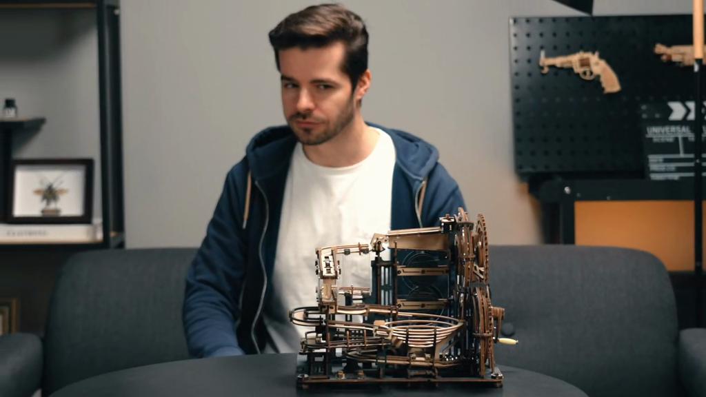 ROBOTIME ROKR 3D Wooden Puzzles for Adults Marble Run Model Building Kit(LGA01 Marble Night City)