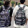 Large Capacity Student Backpack Graffiti Print Campus Backpack Men Lightweight Couple Backpack