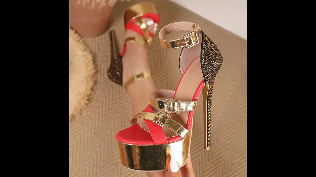 Eilyken CRYSTAL Diamond Bling Open Toe Women Sandals Sexy Ultra Stiletto High Heels Buckle Strap Banquet Prom Shoes