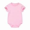 Baby Cotton Short Sleeve Romper For Newborns With Solid Color And Letter Print Design