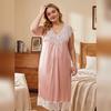 Short-Sleeved Nightgown Loose Casual Home Lace Plus Size Pajamas