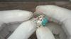 925 Sterling Silver Filigree Ring with Natural Turquoise and Blue Topaz – Vintage Statement Cocktail Ring, Gift for Her, Christmas Gift Idea