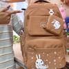 Cartoon Women's Backpack Large Capacity Student Schoolbag with Coin Purse