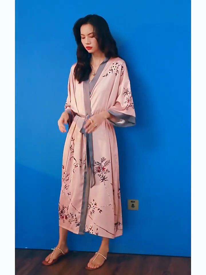 Satin Pajamas Large Size Light Luxury Ice Silk Cool Sense Pajamas Bathrobes Household Apparel