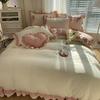 Lace Bedding Four-piece Girl Heart Skin-friendly Comfortable Washed Sheets Quilt Cover Pillowcase