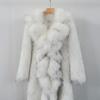 Imitație Blană Raton Cu Volane Palton de Blană la Modă pentru Femei Lung de Iarnă Temperament Doamnă Palton de Blană de Vulpe