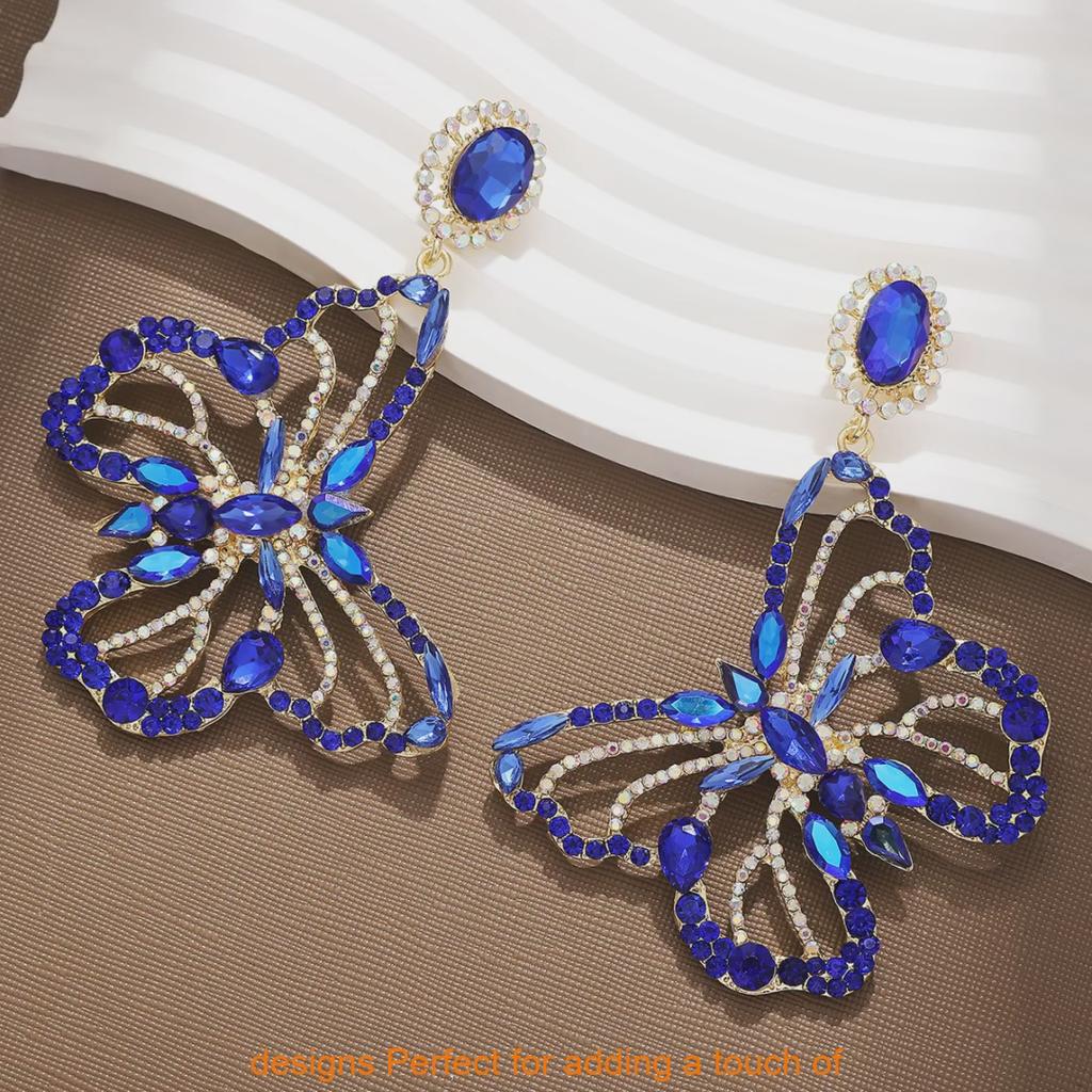 Vintage Butterfly Earrings With Rhinestones For Women Spring 2024 Fashion Jewelry