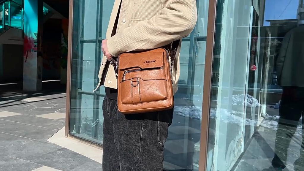 Pánská business crossbody taška pro dojíždění - Voděodolná Velkokapacitní Odolná Kožená Taška přes Rameno s Prémiovým Designem pro Kancelář a Cestování