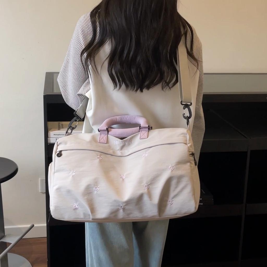 Bolsa de lona impermeable de nailon para mujer, bolsa de viaje, bolsa de gimnasio, bolso de mano con correa ajustable