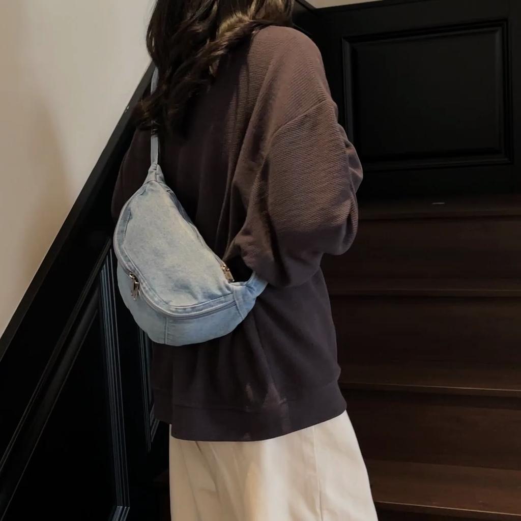 Denim Messenger Bag Waist Bag Women's Outgoing Chest Bag