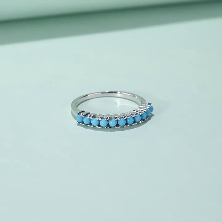 Tancise Classic 925 Sterling Silver Turquoise Ring Ladies Jewelry Wedding Promise Party Gift