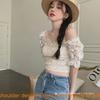 French Style Off Shoulder Lace Short Sleeve Shirt For Women With 3d Embroidery And Slim Fit
