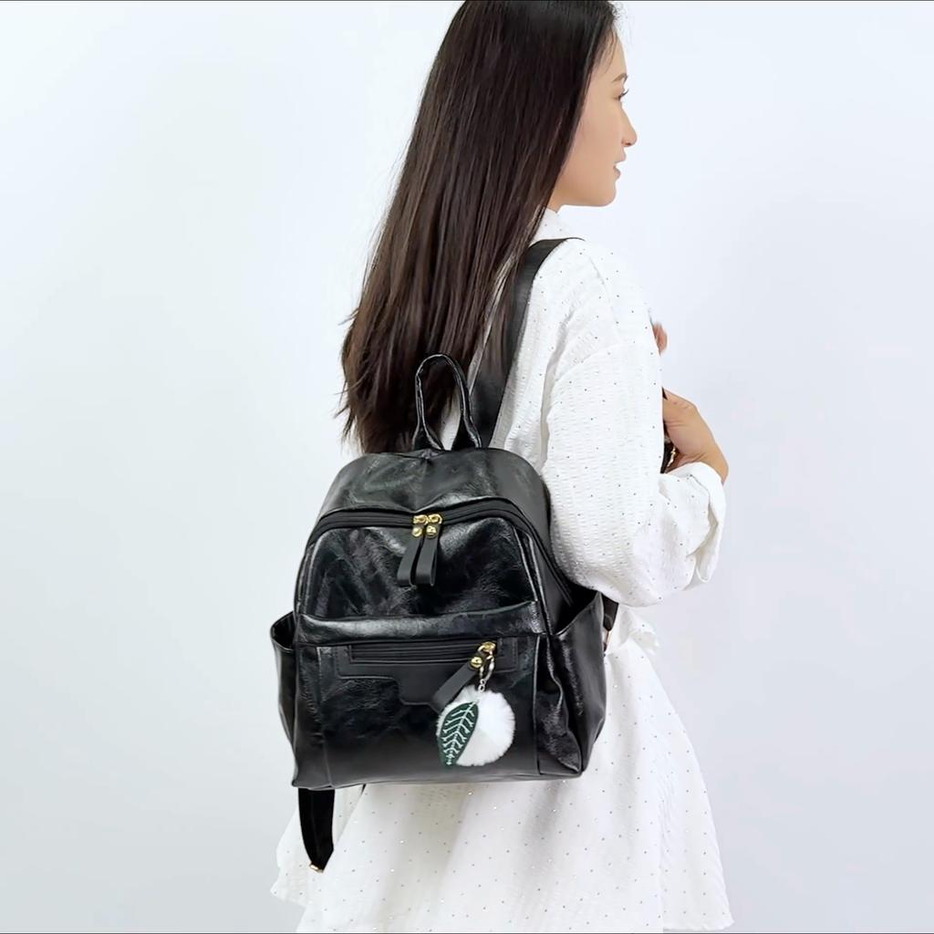 Soft Leather Women's Backpack Student Schoolbag