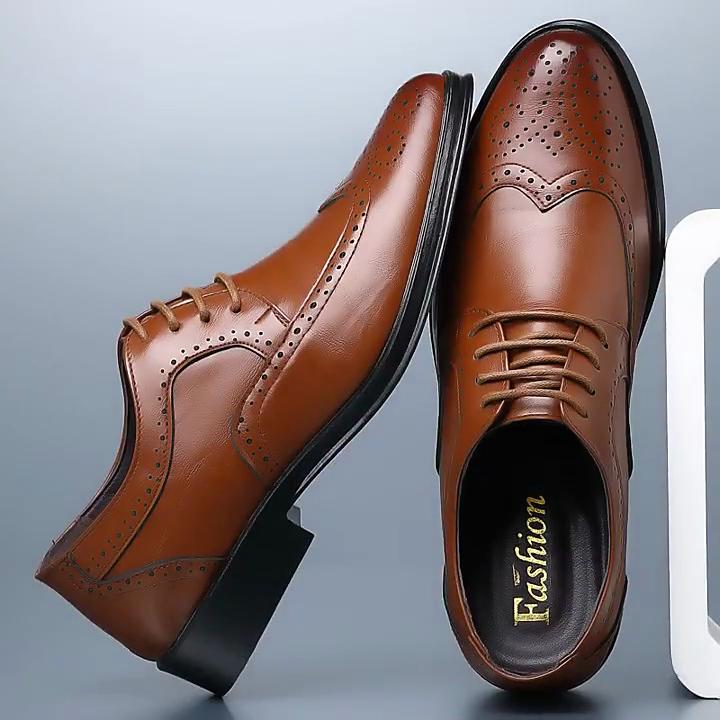 Shoes Genuine Calfskin Leather Brogue Dress Shoes Classic Business Formal Shoes Man Handcrafted Mens