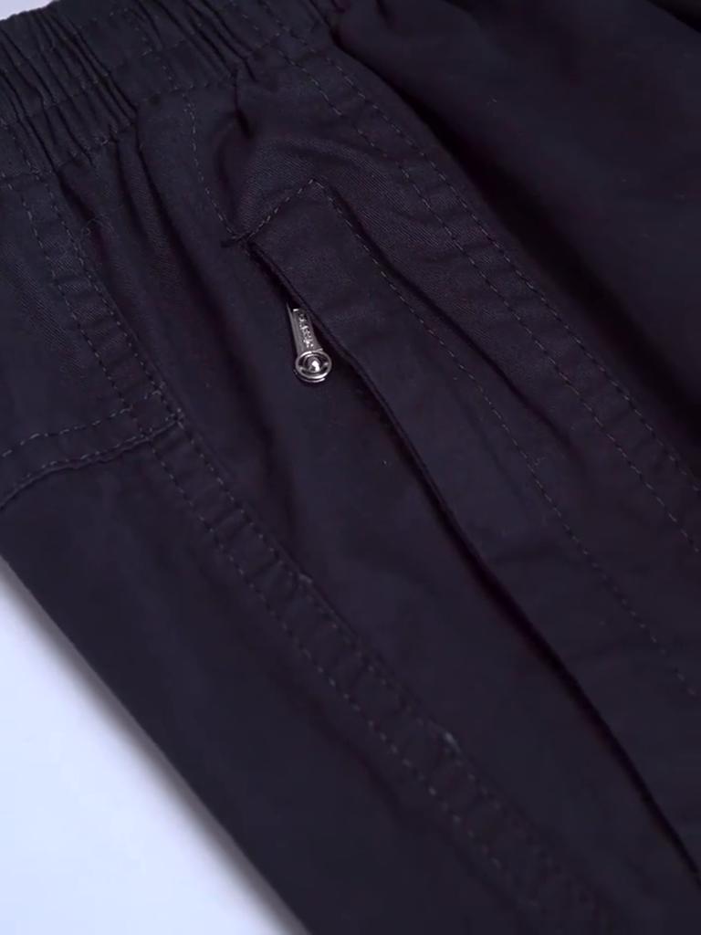 Summer Cropped Pants Elastic Waist Zipper Fly Shorts with Zippered Pockets Straight Wide Leg Athletic Shorts Streetwear
