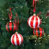 Christmas Tree Ornaments Set With Red And Green Woven Balls For Holiday Decor