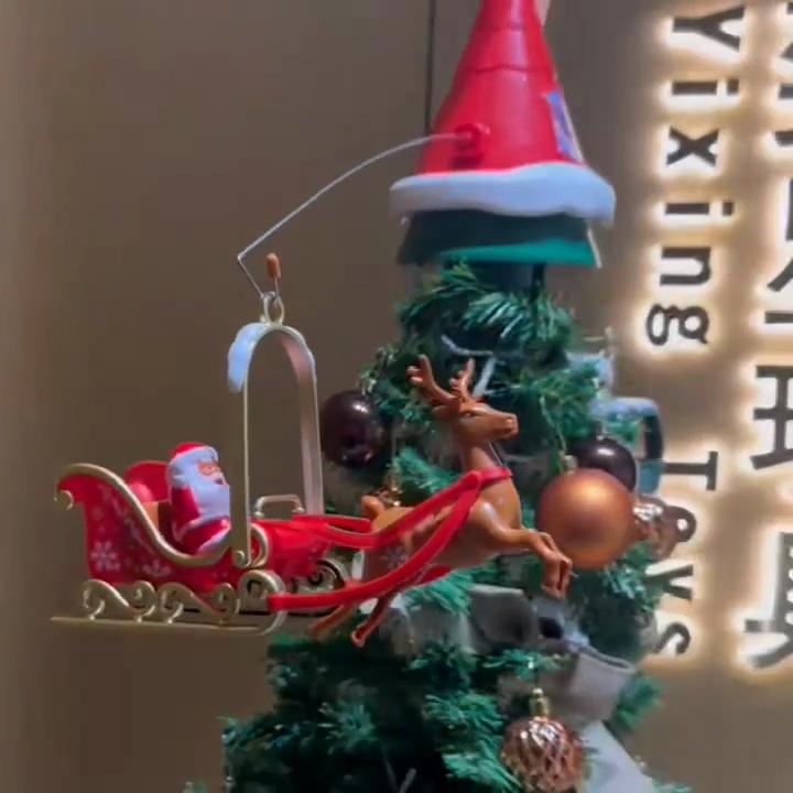 Classic Christmas Tree Top Rotating Carousel with Music and Lights Christmas Decorations