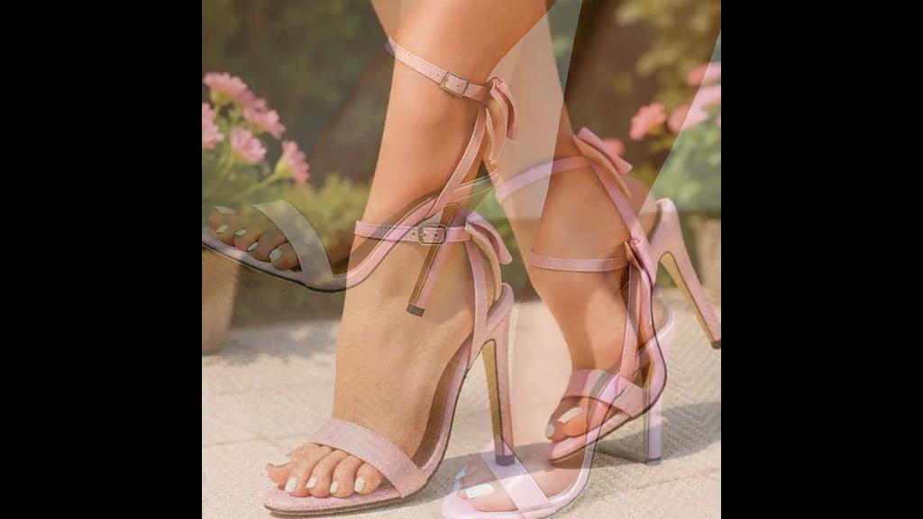 Eilyken Mode Sommer Schmetterlingsknoten Schnallenriemen Damen Sandalen Straßenstil Dünne Hohe Absätze Hochzeitsbankett Schuhe
