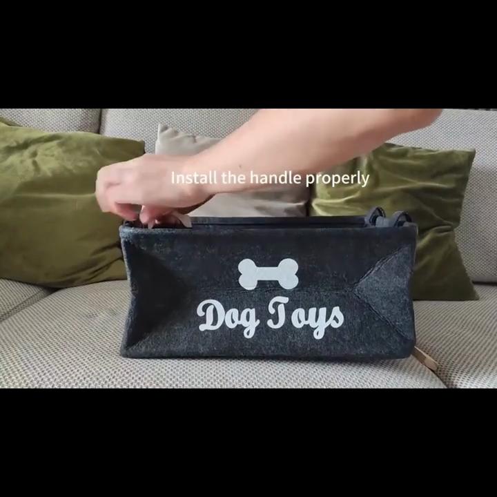 Multifunctional Felt Storage Basket Wooden Handle Pet Toys Home Organization Living Room Bedroom Use