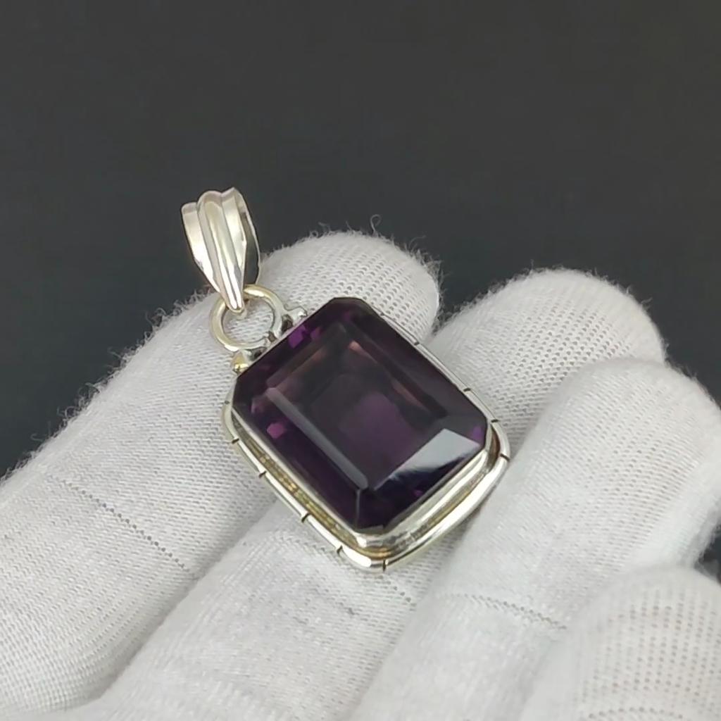 Amethyst Handcrafted 925 Sterling SIlver Pendant Small Pendant Amethyst Gemstone Silver Pendant For Gifts