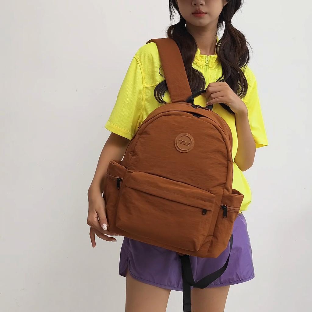 Outdoor Nylon Backpack Women Solid Color Backpack Student Schoolbag
