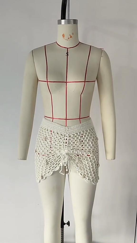 BITCED Beachwear Crochet Skirt Sexy Bikini Skirt Shell-Embellished Skirt Sheer Skirt