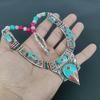 Turquoise, Coral 925 Sterling Silver Necklace Tibetan Silver Necklace Bohemian Antique Necklace Handmade Jewelry Nepali Necklace Gift For Wife
