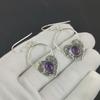 Beautiful Amethyst Gemstone Heart Shape Earrings, 925 Sterling Silver Earring, Handmade Boho Silver Jewelry Dangle Earrings, Wadding Gift