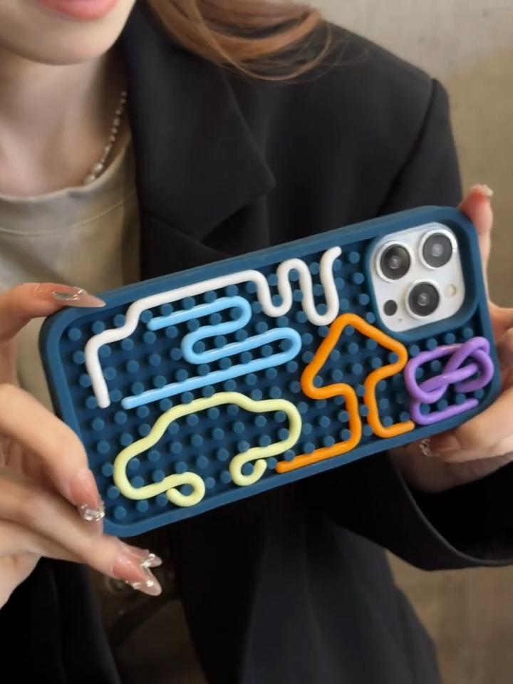 Funny Stuff DIY Brain-training Toys Phone Case for iPhone 12 13 14 15 16 Pro Max Soft Silicone Reliver Stress Creative Cover
