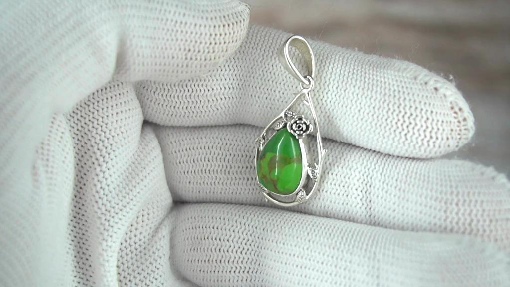 Natural Oyster Turquoise Pendant, 925 Sterling Silver Jewelry, Teardrop Pendant, Gift for Her, Birthday Gift
