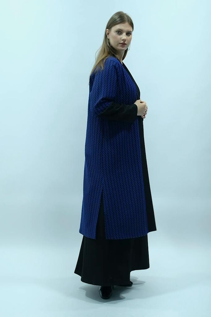 Damski sweter rozpinany w dużych rozmiarach, garnitur Saxe Blue