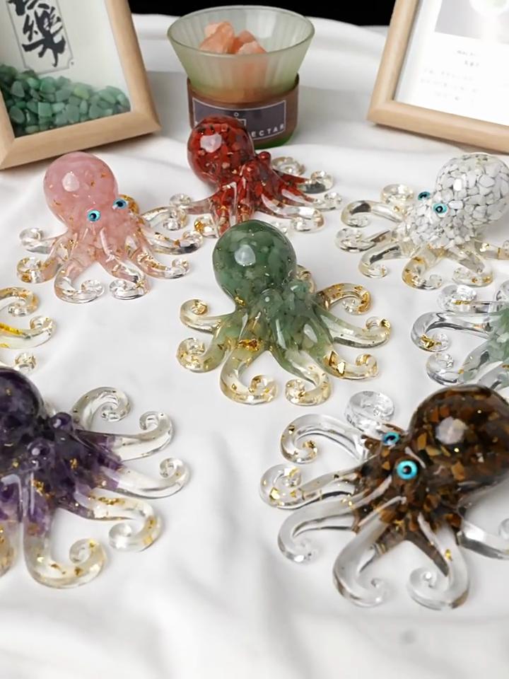 Octopus Ornament Natural Stone Agates Lapis Lazuli Carved Home Decoration Christmas And Halloween Gifts 45x100 Mm