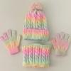 Kids Winter 3 Piece Acrylic Knit Hat Neck Warmer And Gloves Set Fleece Lined Pom Pom Beanie For Children Daily Outdoor Cold Weather Wear