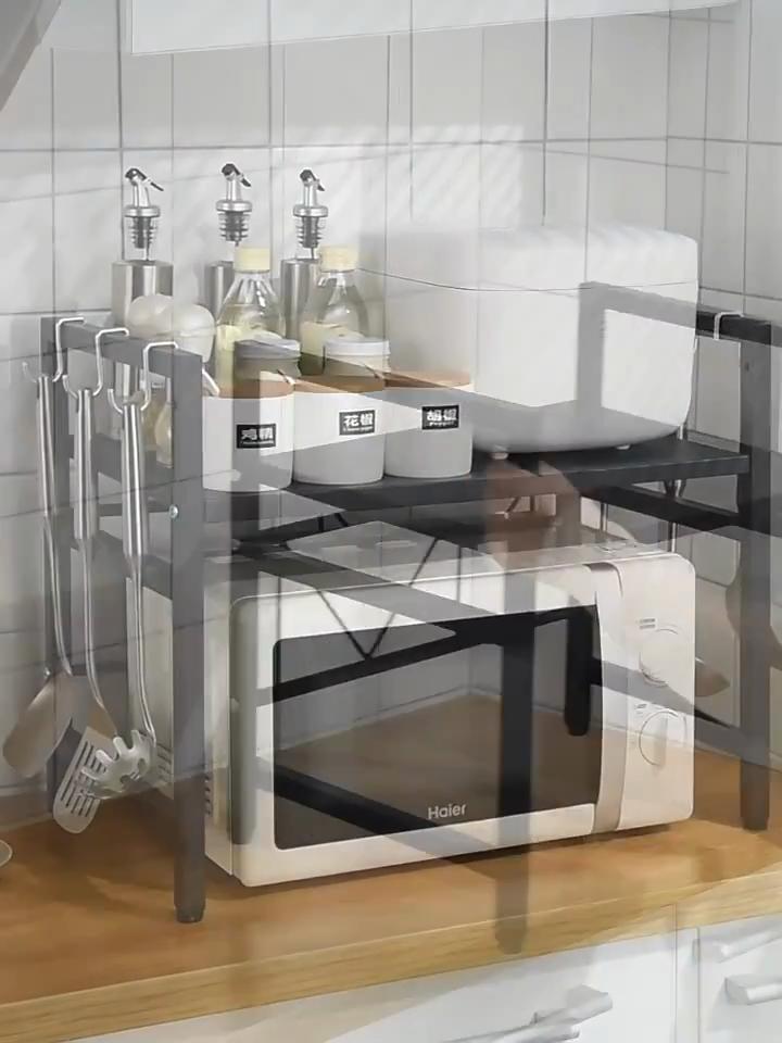Scalable Microwave Oven Shelvesk Free Standing Spice Storage Rack Adjustable Detachable Metal Holder Kitchen Storage