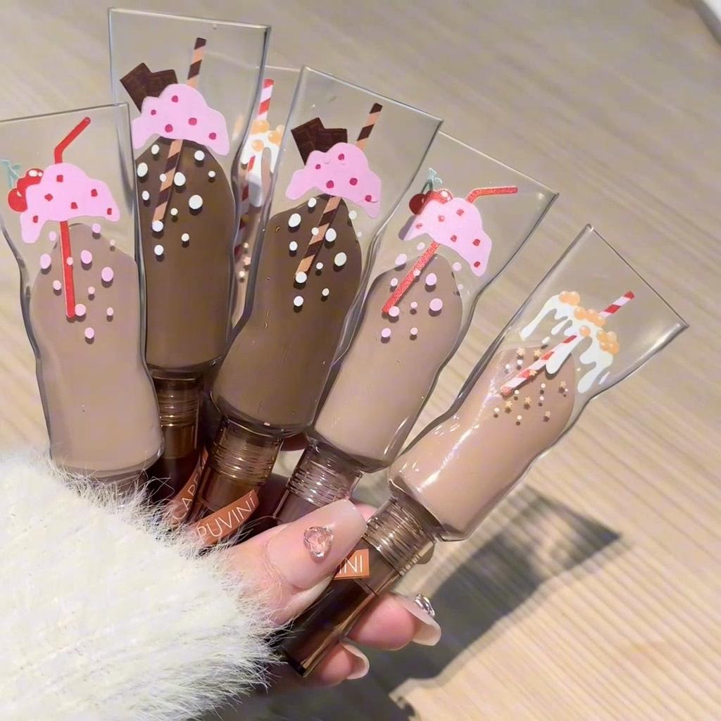 CAPPUVINI Milk Tea Velvet Liquid Eyeshadow Monochrome Matte Makeup Long-lasting Brown Eyeshadow