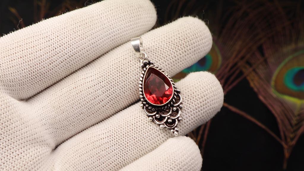 Pink Rubellite Gemstone 925 Solid Silver Handcrafted Women Pendant 1.5" For Birthday Gift PP-70-15