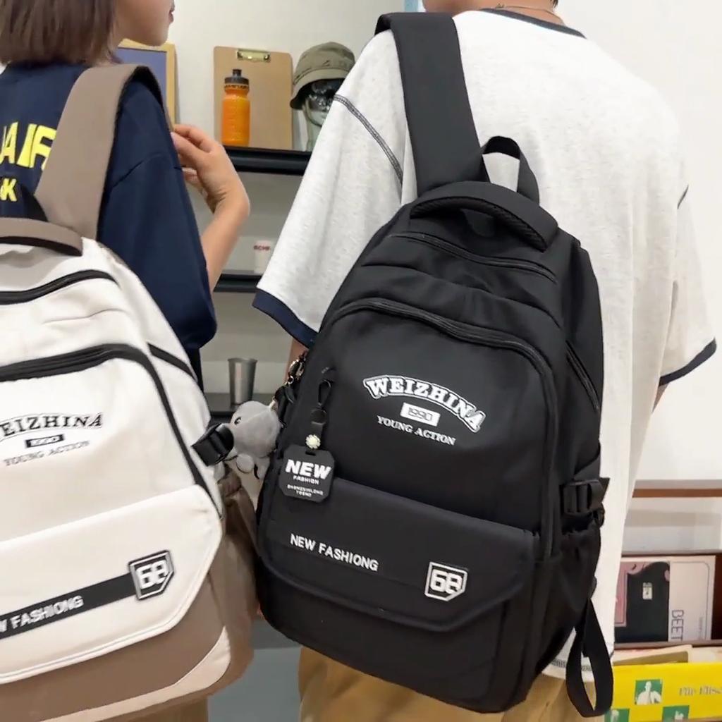 Student Schoolbag Women's Color Block Backpack Men Large Capacity Backpack