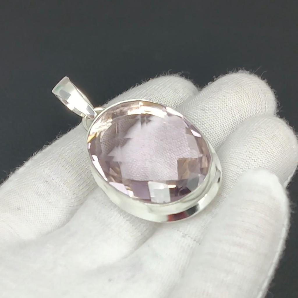 Pink Kunzite Gemstone Handmade 925 Sterling Silver Jewelry Pendant Statement Bohemian Pendant Pink Kunzite Gemstone Pendant For Gifts