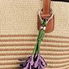 Leather Bag Charm With Lavender Flowers Handcrafted For Winter Fashion Accessory