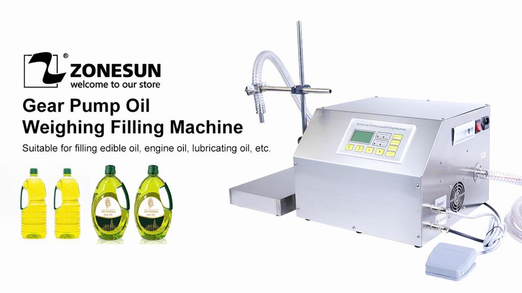 ZONESUN ZS-GP261W Semi-automatic Filling Machine Edible Oil Hydraulic Engine Oil Weighing Gear Pump Plastic Bottle Vial Filler